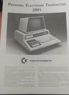 Commodore PET 2001 Prospekt (2 Seiten, 1981 Deutsch) vg cond