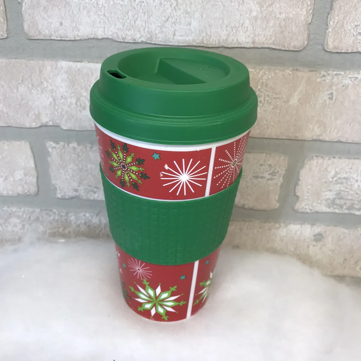 CHRISTMAS ORNAMENT TRAVEL MUG W/ SCREW ON LID COFFEE TEA HOT/COLD