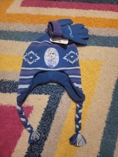 NWT Childs Girls Disney Frozen II Elsa Winter Hat Gloves Set Earflap Beanie
