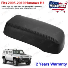 Fits 2005 2006 2007-2010 Hummer H3 Center Console Lid Armrest Vinyl Cover Black