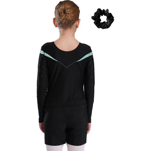 Kids Girls Leotard With Shorts Competition Bodysuit Long Sleeve Dance Outfit - Picture 42 of 57
