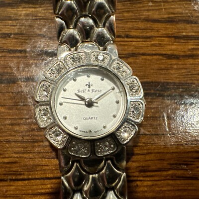 Vintage Bella & Rose Women's Watch Silver Tone Stainless Steel Rhinestones 25mm