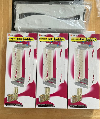 3 x Accodata Plastic CD Ladder Racks For 20 CDs Storage | Grey Brand New Boxed