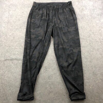 LULULEMON Pants Jet Crop Camo Black Cuffed Pockets Drawstring Athleisure  r302