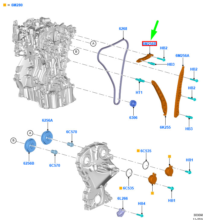 FORD PUMA Timing Chain Guide 2586222 NEW GENUINE | eBay 