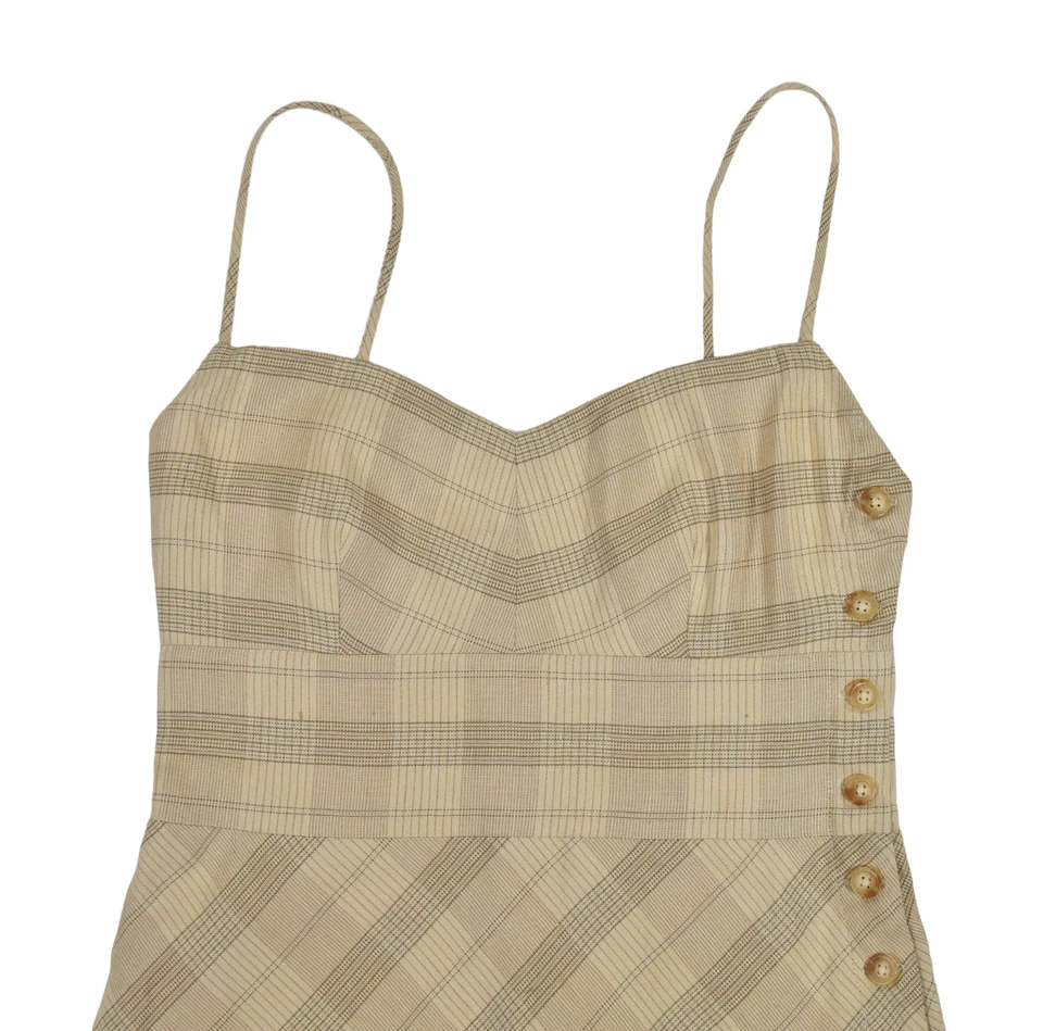 Ralph Lauren Negro Etiqueta Cuadros Lino Morera Seda Solero Nuevo $1198 Foto 3 de 4