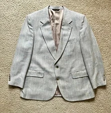 Vintage Daks London New York Light Blue Tweed Wool Jacket Sport Coat Size 46