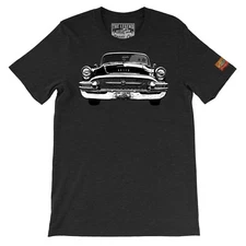 1955 Roadmaster B&W The Legend Classic Car Men T-shirts Made in USA American