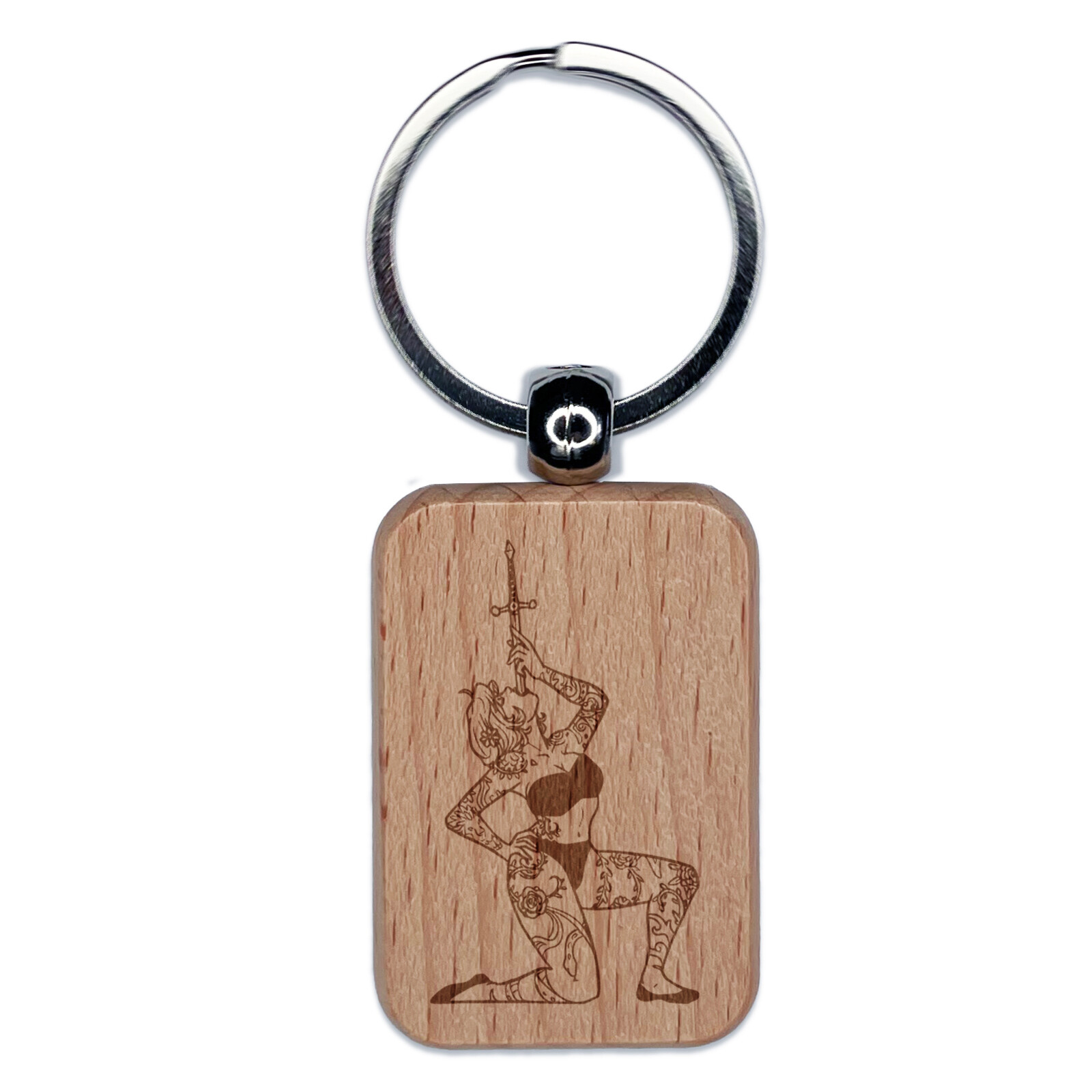 Sword Swallowing Carnival Circus Wood Keychain