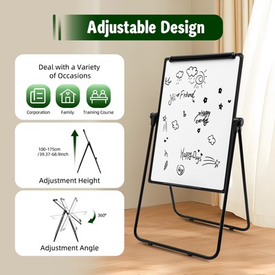 Standing Dual Sided Easel Whiteboard Magnetic Dry Erase Whiteboard W/ Stand