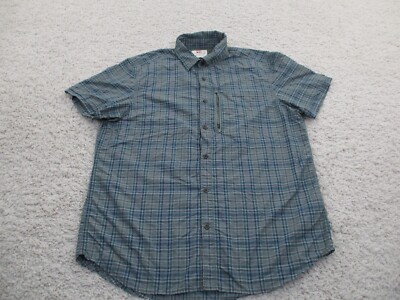 FjallRaven Shirt Mens Extra Large Blue Green Button Performance Outdoor Hiking