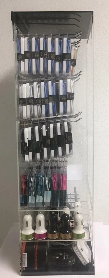 Venta al por mayor Lote Accesorios para Teléfono con Cable USB con Cargador Tarifa Cristal Display Rack Foto 3 de 3