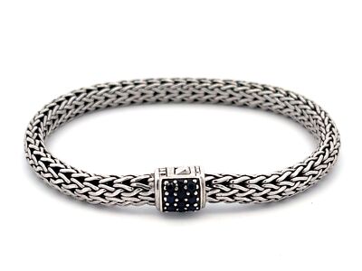John Hardy Classic Chain Bracelet with Black Sapphire in Sterling