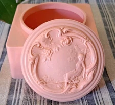 Vintage Art Nouveau Evyan Bath Powder EMPTY Canister No Puff Pink Vintage 