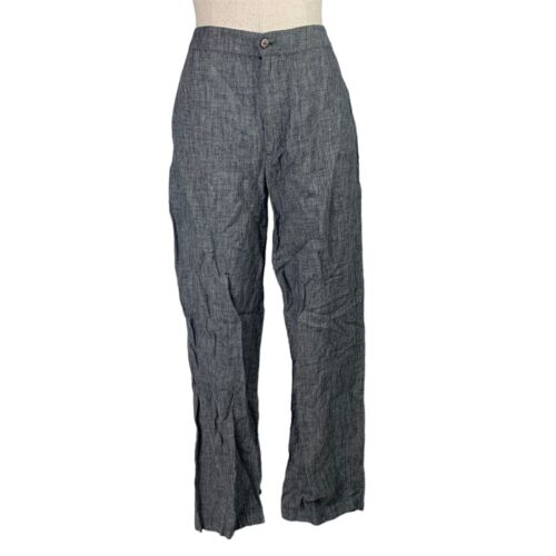 Chico's Design Pants Womens 8 Gray Linen Straight Regular Fit Chicos sz 1