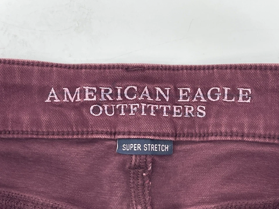 American Eagle MIDI Stretch Jean Shorts Womens Size 8 Low Rise Purple Denim - Image 2 of 4