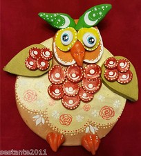 GUFO TERRACOTTA MURO PARETE DECORAZIONE CASA ARTIGIANATO PUGLIESE ALTEZZA 15 CM