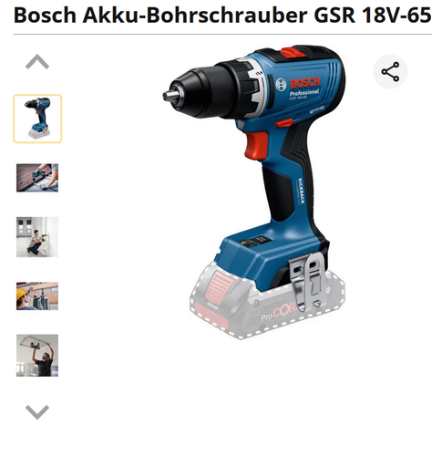 Akku-Bohrschrauber GSR 18V-65 Bosch Professional inkl. L-BOXX, 2x Akkus NEU OVP! - Bild 2 von 2