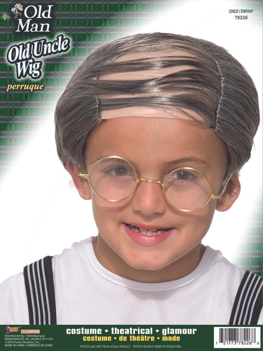Old Uncle Bert Wig bald comb over dress up costume child 100th day