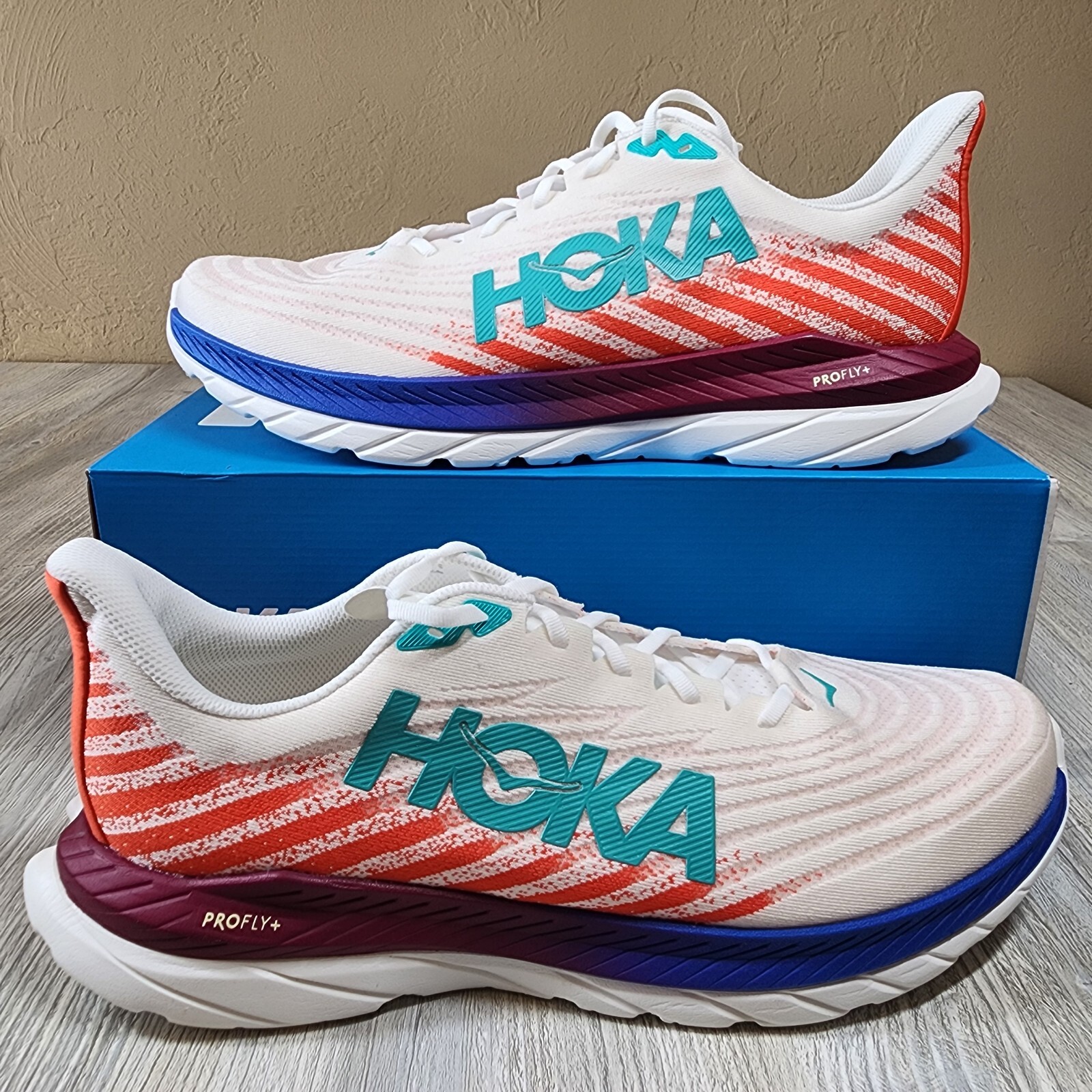 Hoka Mach 5 Running Shoes White/Red/Blue Mens Size 14 New 1127893 eBay