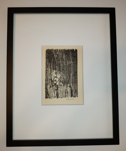 WERNER KLEMKE Original SIGNED Woodcut VINTAGE GERMAN MODERNISM Woman FRAMED