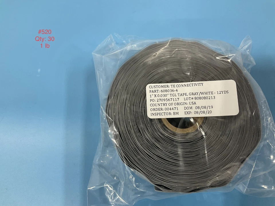 (2 pcs)TE Connectivity/AMP, 1-608036-4, gray/white Silicone Fusion Tape, 1"X15'