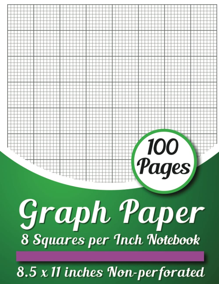Graph Paper 8 Squares per Inch Notebook 1/8 Inch Graph Rule Notebook