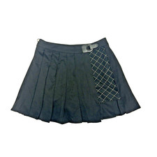 Punk Rave Black Pleated Half Skirt Skort Gothic Small Wednesday Shorts Mini