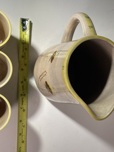 VINTAGE SAFTKRUG & 3 GLÄSER HANDBEMALT Keramik oder Steinzeug - Bild 22 von 24