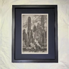 Reginald Marsh "Wall Street (Skyline" CUSTOM FRAMED Art