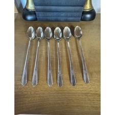 Lot of 6 Vintage Oneida Ltd Wm A Rogers Silver Plated Long Iced Tea Spoons