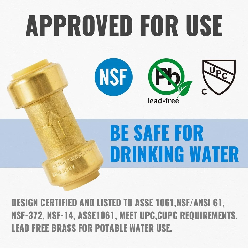 3/4 Inch Check Valve, No Lead Brass Push-to-Connec - Image 4 of 4