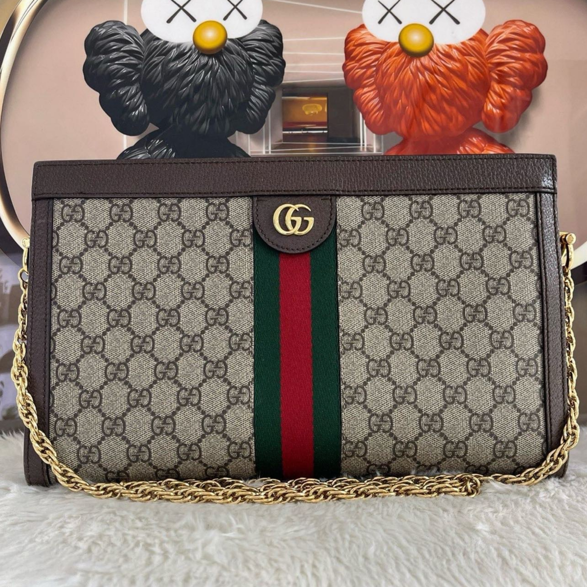 Gucci Ophidia Large Vintage GG Logo Chain Shoulder Crossbody Bag
