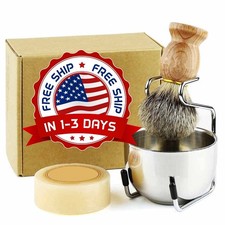 Set De Regalo De Brochas De Afeitar Para Hombres, Brocha De Afeitar Y Cuenco NEW