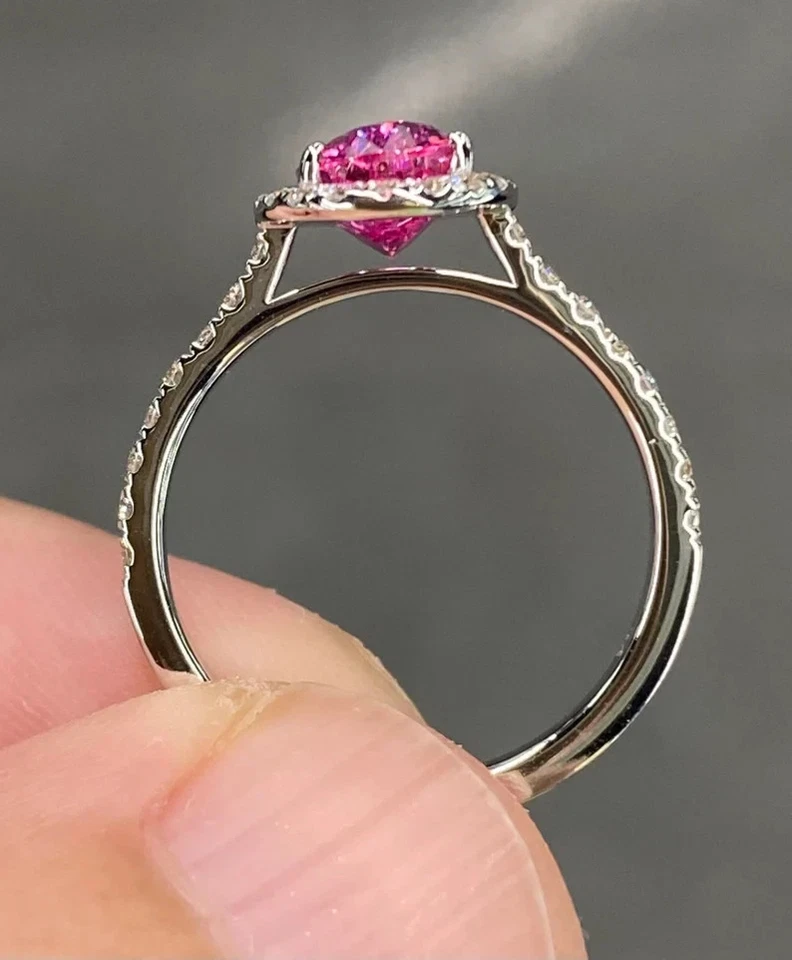 4Ct Pear Cut Natural Pink Sapphire  Diamond Wedding Ring 14K Solid White Gold 7 - Image 3 of 4