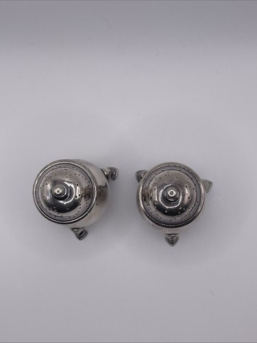 Barker Ellis Silver Plate Salt & Pepper Shakers Menorah Hallmark - Foto 4 di 9