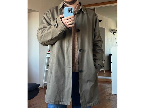 Men Farah Vintage Coat Khaki Cotton 40