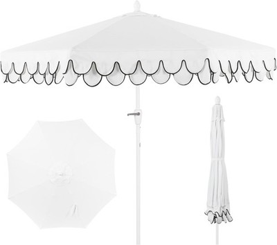 JONATHAN Y Tracy 9ft Outdoor Patio Umbrella Scalloped Edge