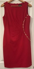 Women's Red Tahari By Arthur Levine Dress. Size 6. Lined With Gold Embellishment