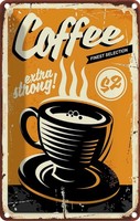 Blechschild 18X12 Cm Extra Strong Coffee Kaffee Essen Trinken Deko Geschenk Meta