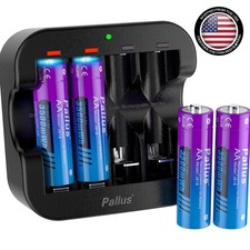 Ultra-Fast Charging 1.5V Lithium AA Rechargeable Batteries - 4-Pack with Charger