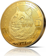 Physical Dogecoin Plated with 24-Carat Gold. a Real Collector  S Item with Protec