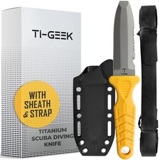Titanium Survival Scuba Diving Fixed Blade Knife with Sheath  Straps - Holst...