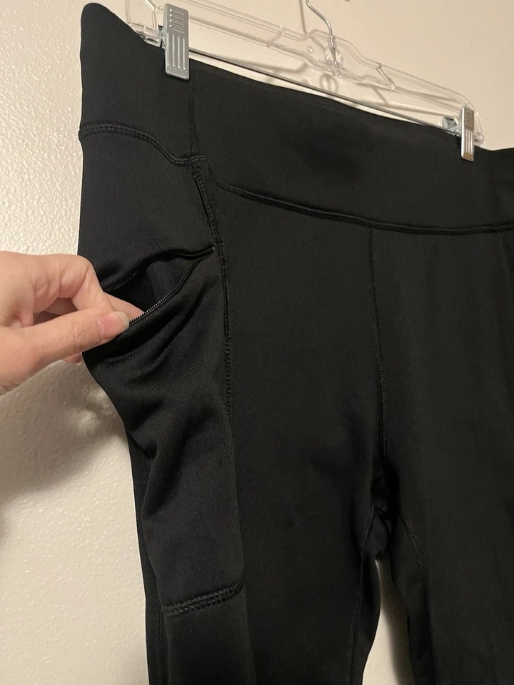 Leggings Title Nine para mujer talla XL negros forrados de lana capa base cintura alta Foto 2 de 4