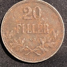 1917 Hungary 20 Filler Iron Coin - VF+ (Very Fine) condition