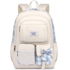 School Backpack Teen Girls 15.6 Inch Bookbag Middle High Travel Daypack Beige