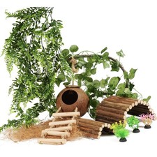 10PCS Crested Gecko Tank Accessories, Reptile Plants Bridge Vines, Coconut Sh...