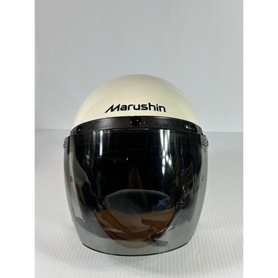 Vintage Marushin MZ-F Off White Motorcycle Helmet Model 500 Tinted Visor