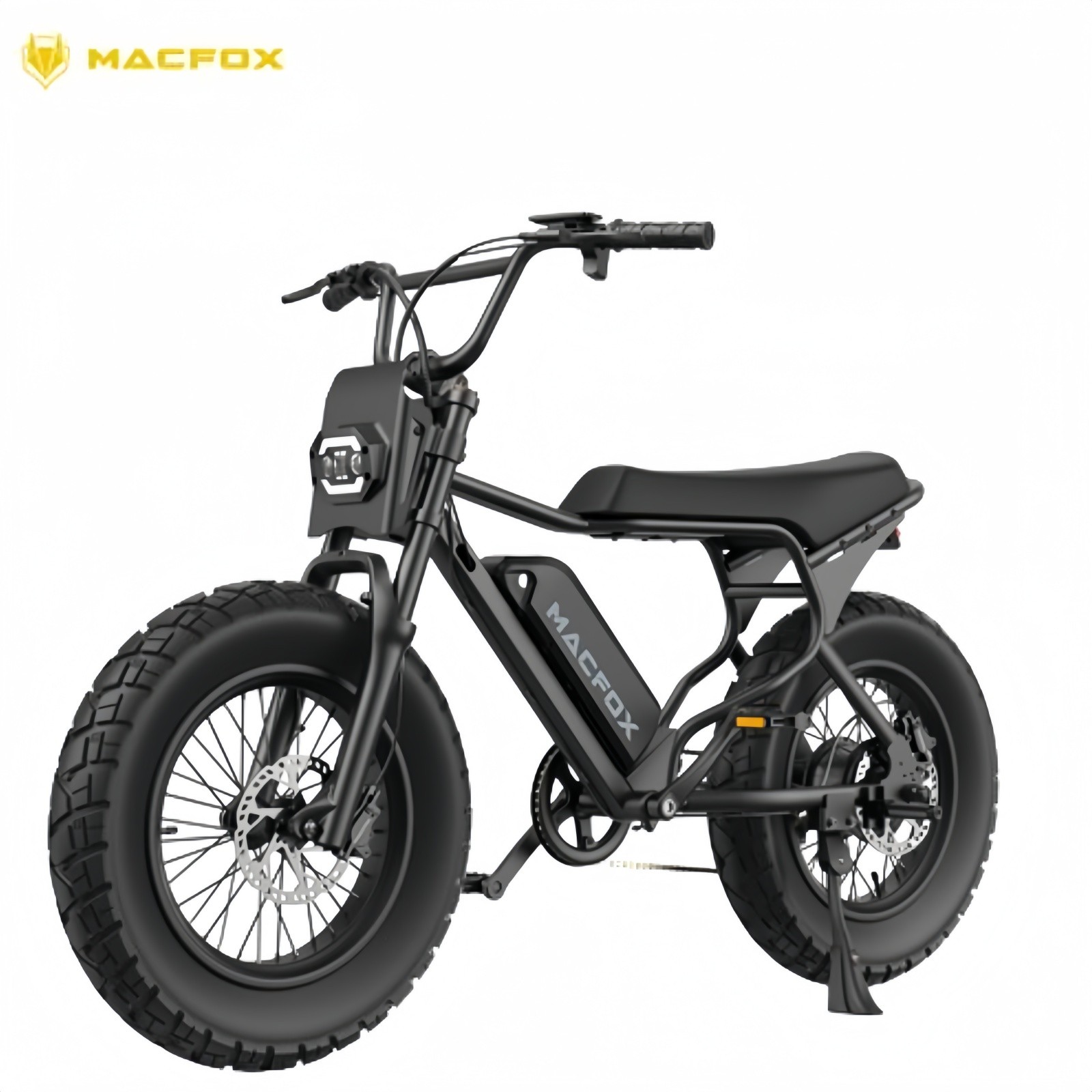 MACFOX X7 Electric Bicycles 500w 20 in Fat Tire E-Bike Backlit 25mph - Black