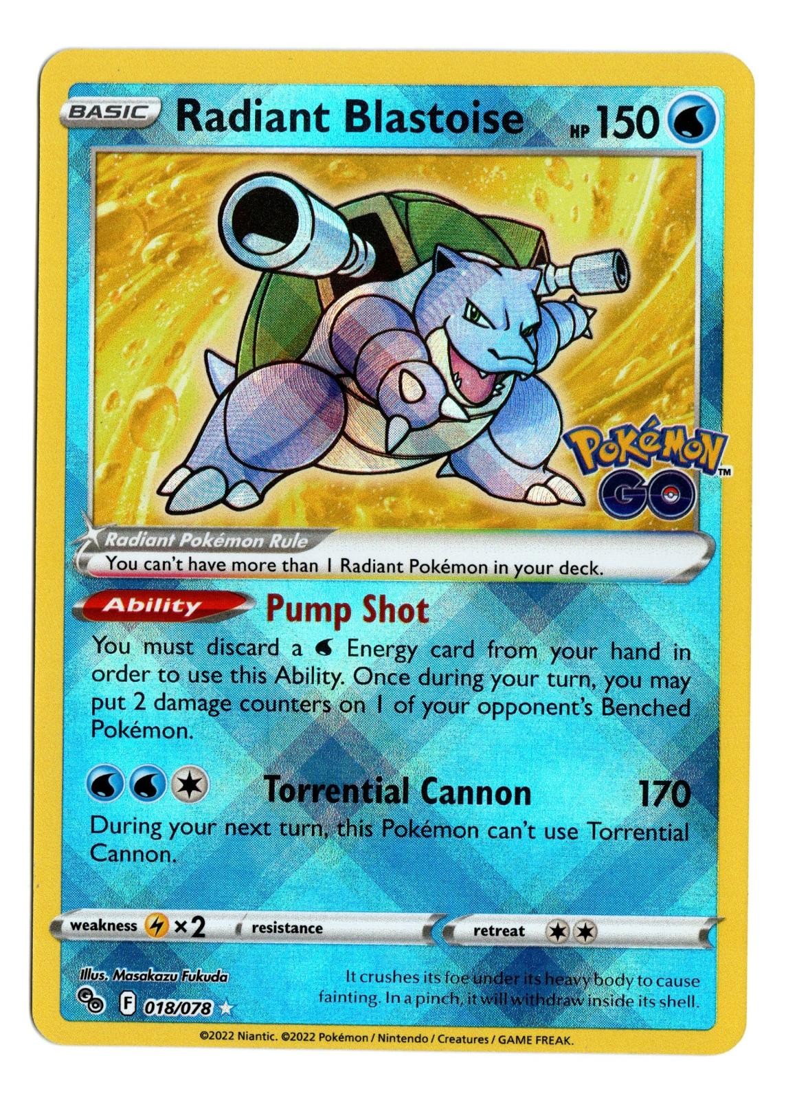 Radiant Blastoise 018/078 Radiant Rare Pokemon GO Pokemon Holo Near Mint